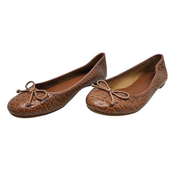 Talbots Womens Leather Upper Animal Print String Bow Accent Flats - Picture 3 of 8